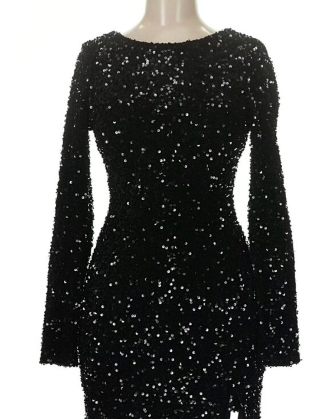 NWT Crystal Sky Elegant Black Sequin Dress
